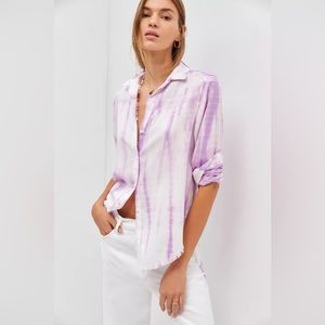 Anthropologie Cloth & Stone Tie-Dye Frayed Buttondown Shirt